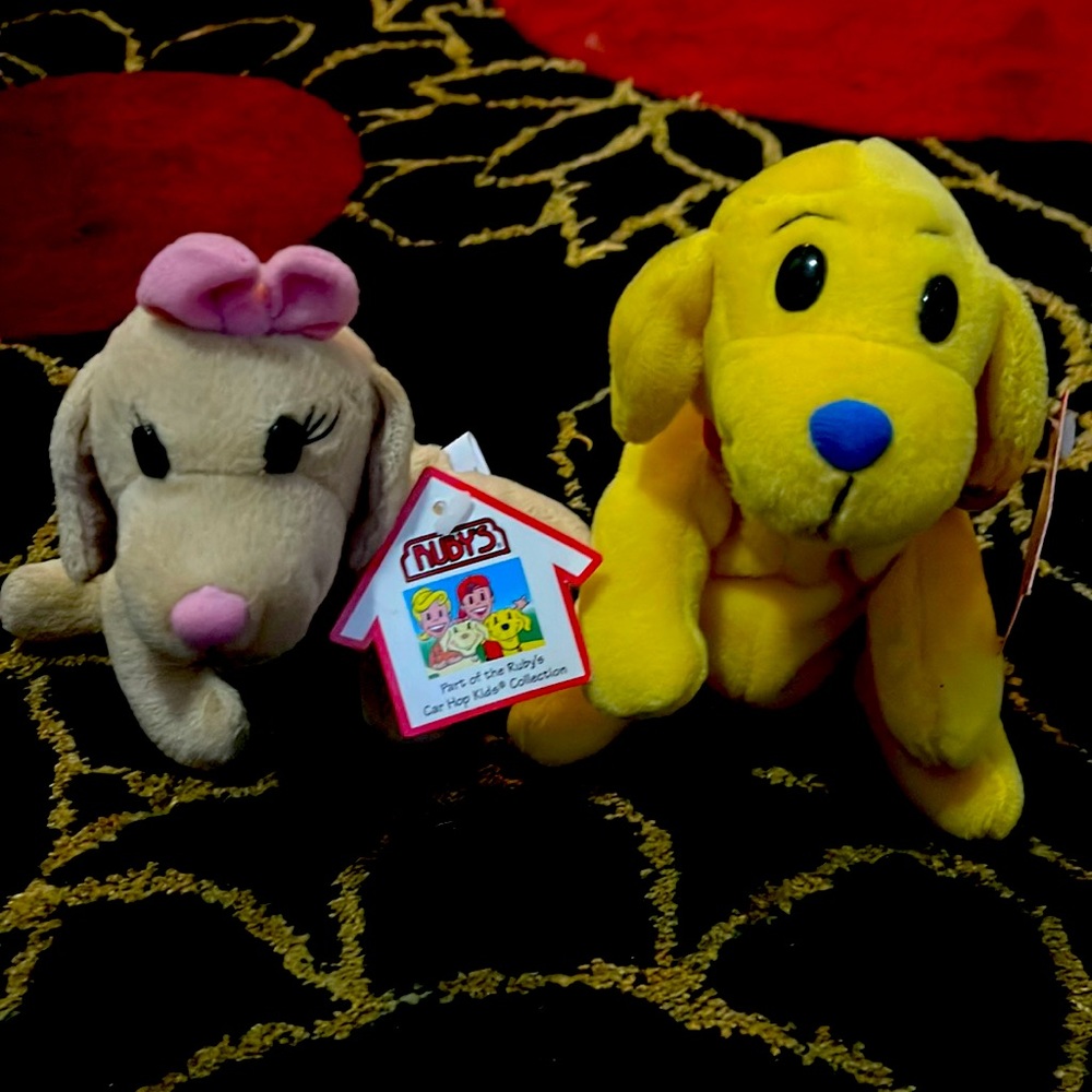 Two puppy stuffed animals, part of the Ruby’s Car Hop Kids Collection